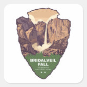 Bridalveil Fall Yosemite National Park Arrowhead スクエアシール (正面)