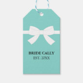 BRIDEシャワーティール（緑がかった色）ブルーティアラパーティーギフトラベル ギフトタグ (正面)