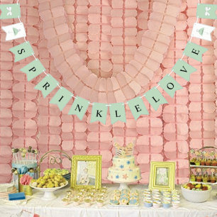 BRIDEスプリンクルラブセージグリーンブライダルシャワーパーティー バンティングフラッグ