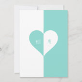 BRIDEティール（緑がかった色）ブルーユー&ミー結婚ズスイートパーティー 招待状 (正面)