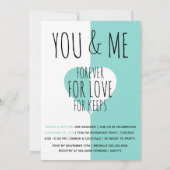 BRIDEティール（緑がかった色）ブルーユー&ミー結婚ズスイートパーティー 招待状 (裏面)