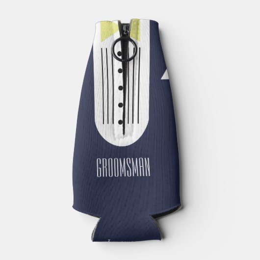 BRIDEネイビーブルー&イエローウェディングパーティーグロムスマン ボトルクーラー (裏面)