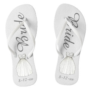 BRIDEホワイトプリンセス結婚ズドレスガウンビーチサンダル ビーチサンダル