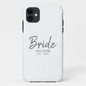 Brideモダンスクリプトホワイトグレーパーソナライズされた Case-Mate iPhoneケース (裏面)