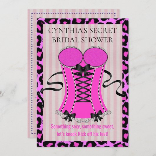 BRIDEラブピンクリンジェリーブライダルシャワーパーティー 招待状 (正面/裏面)