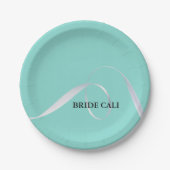 BRIDEリボパーソナライズされたンブライダルシャワーパーティー ペーパープレート (正面)