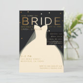BRIDE到来 Cream ブラック ゴールド ブライダルシャワー 招待状 (スタンド正面)