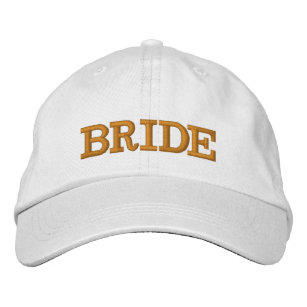 BRIDE刺繍野球キャップ金ゴールド/ホワイト 刺繍入りキャップ
