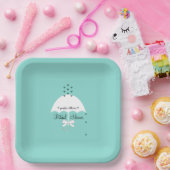 BRIDE振りかけるリトルラブティール(緑がかった色)ブルーシャワーパーティー ペーパープレート (パーティー)