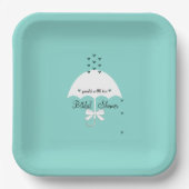 BRIDE振りかけるリトルラブティール(緑がかった色)ブルーシャワーパーティー ペーパープレート (正面)