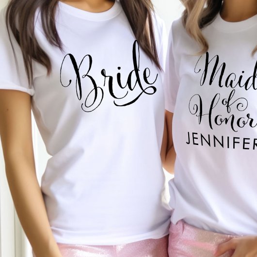 Bride エレガント Blackスクリプパーソナライズされたト結婚ズ トライブレンドTシャツ