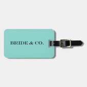 BRIDE ティールブルーシャワーパーティー パーソナライズド ラゲッジタグ (正面横)