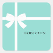 BRIDE ティールブルー タイラ シャワーパーティー 個人用オリジナル スクエアシール (正面)