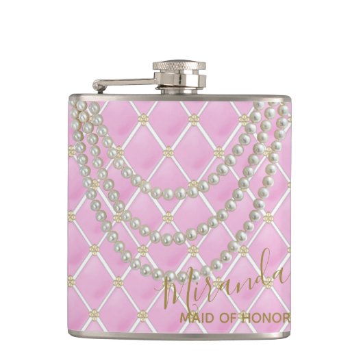BRIDE ピンクのパリをテーマにした結婚式の仲間たち フラスク (正面)