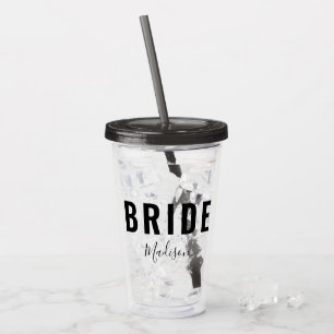 Bride モダン Black Scriptの手書きパーソナライズされた入力 アクリルタンブラー