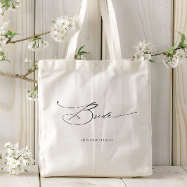 Bride モダン Scriptの結婚名前をカスタムする トートバッグ