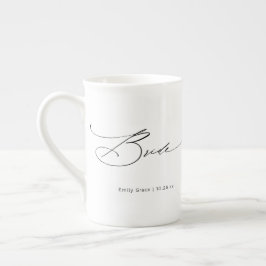 Bride モダン Scriptの結婚名前をカスタムする ボーンチャイナマグカップ