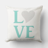 BRIDE 愛のターコイズブルーとホワイトのウェディングデコレーション クッション (正面)