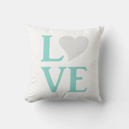BRIDE 愛のターコイズブルー&ホワイト ウェディングデコレーション クッション
