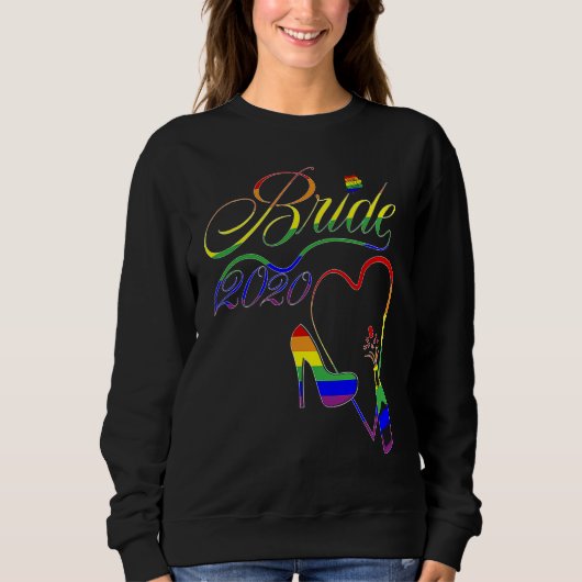 Bride 2020 LGBT Gay Lesbian Pride Wedding 2020 スウェットシャツ (正面)