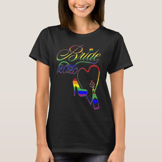 Bride 2020 LGBT Gay Lesbian Pride Wedding 2020 Tシャツ (正面)