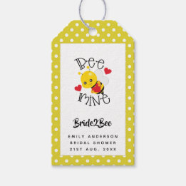 Bride 2 Bee Mine イエローポルカドットの花嫁シャワー ギフトタグ
