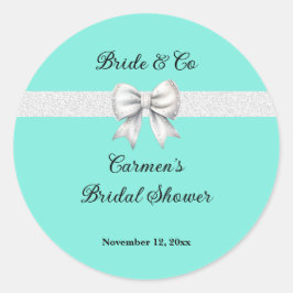 Bride and Co. ホワイト グリッター ボウ ブライズ シャワー ラウンドシール