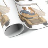 Bride and Groom in a Golf Cart Wedding Gift ラッピングペーパー (ロールコーナー)