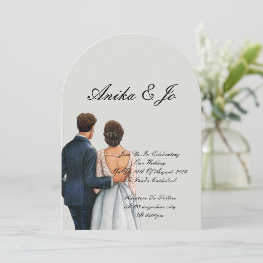 bride and groom modern wedding  招待状 (スタンド正面)