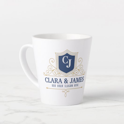 Bride And Groom Monogram Names Elegant Weeding カフェラテマグ (左アングル)