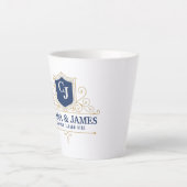 Bride And Groom Monogram Names Elegant Weeding カフェラテマグ (正面)