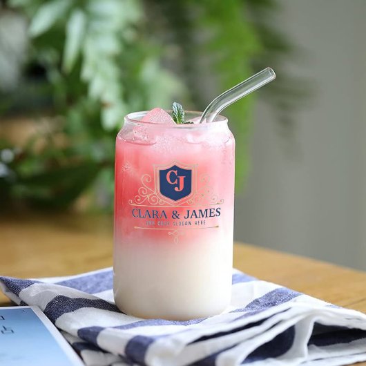 Bride And Groom Monogram Names Elegant Weeding ガラス缶