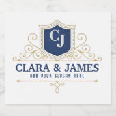 Bride And Groom Monogram Names Elegant Weeding スパークリングワインラベル (シングルラベル)