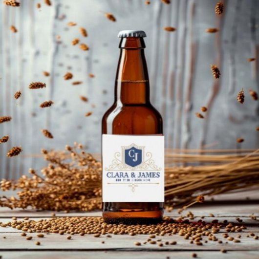 Bride And Groom Monogram Names Elegant Weeding ビールラベル