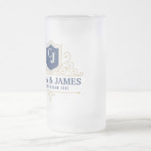 Bride And Groom Monogram Names Elegant Weeding フロストグラスビールジョッキ (中央)