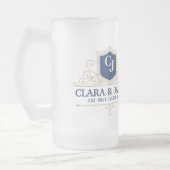 Bride And Groom Monogram Names Elegant Weeding フロストグラスビールジョッキ (左)