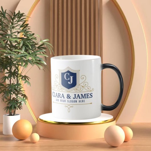 Bride And Groom Monogram Names Elegant Weeding モーフィングマグカップ