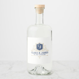 Bride And Groom Monogram Names Elegant Weeding リキュールボトルラベル