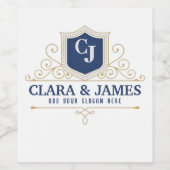 Bride And Groom Monogram Names Elegant Weeding ワインラベル (シングルラベル)