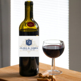 Bride And Groom Monogram Names Elegant Weeding ワインラベル