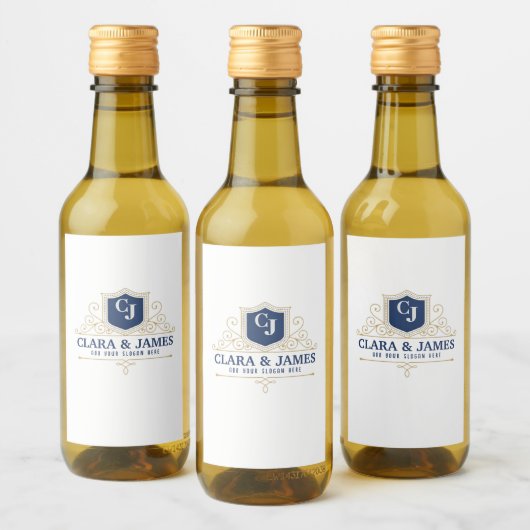 Bride And Groom Monogram Names Elegant Weeding ワインラベル (ボトル)