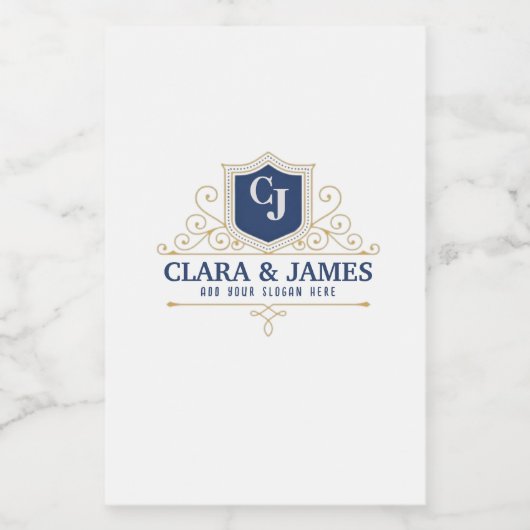 Bride And Groom Monogram Names Elegant Weeding ワインラベル (シングルラベル)