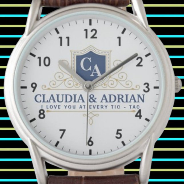  Bride And Groom Monogram Names Weeding gift 腕時計 (クリエイターアップロード済み)