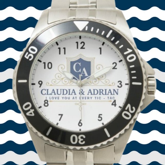  Bride And Groom Monogram Names Weeding gift 腕時計 (クリエイターアップロード済み)