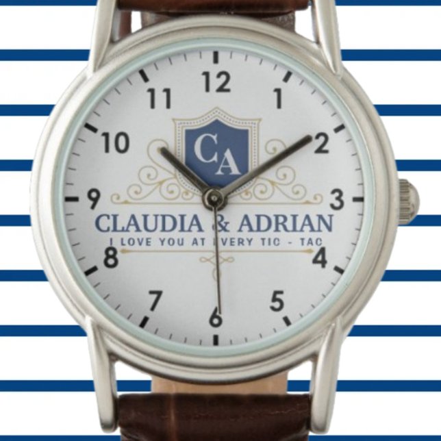  Bride And Groom Monogram Names Weeding gift 腕時計 (クリエイターアップロード済み)