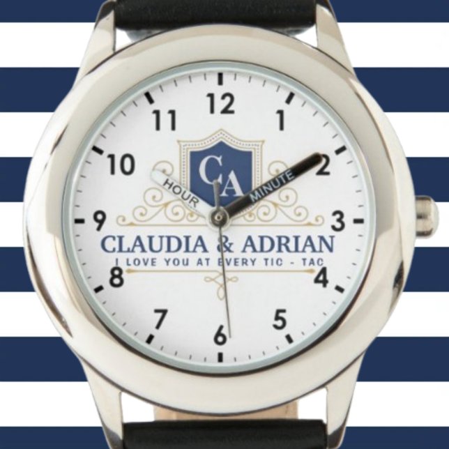  Bride And Groom Monogram Names Weeding gift 腕時計 (クリエイターアップロード済み)