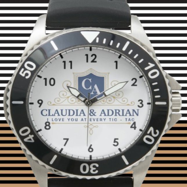  Bride And Groom Monogram Names Weeding gift 腕時計 (クリエイターアップロード済み)