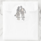 Bride and Groom Personalized Names Elegant ラウンドシール (バッグ)