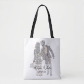 Bride and Groom Personalized Names Elegant Tote トートバッグ (正面)