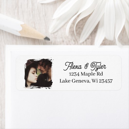 Bride and Groom Photo Template Wedding ラベル (インサイチュ)